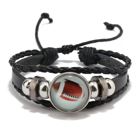 Модные ювелирные изделия, персонализированный светящийся мужской браслет для футбола, для фанатов волейбольной команды, кожаный памятный подарок