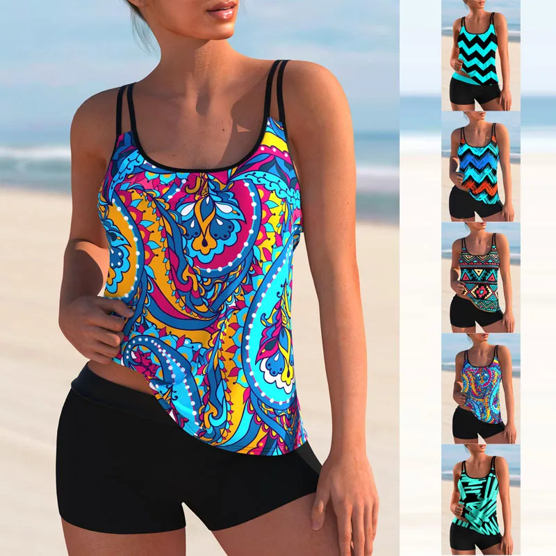 

ARE Women Beachwear Swim Rainbow Fire Summer Tankini Monokini Swimwear Bathing Suit Two Pieces Bikini Set Swimsuits Womens S-6XL