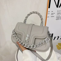 small handbag ladies crossbody messenger bags shoulder bag 2022 new trend pu leather thick luxury designer chain rope handle tot