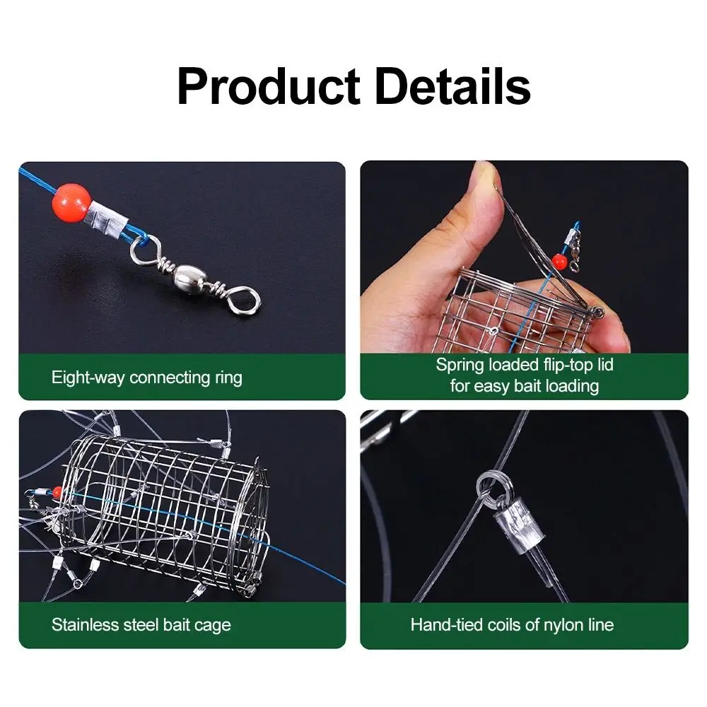 Инструмент для ловли крабов из нержавеющей стали ловушка приманки клетка рыбы 8