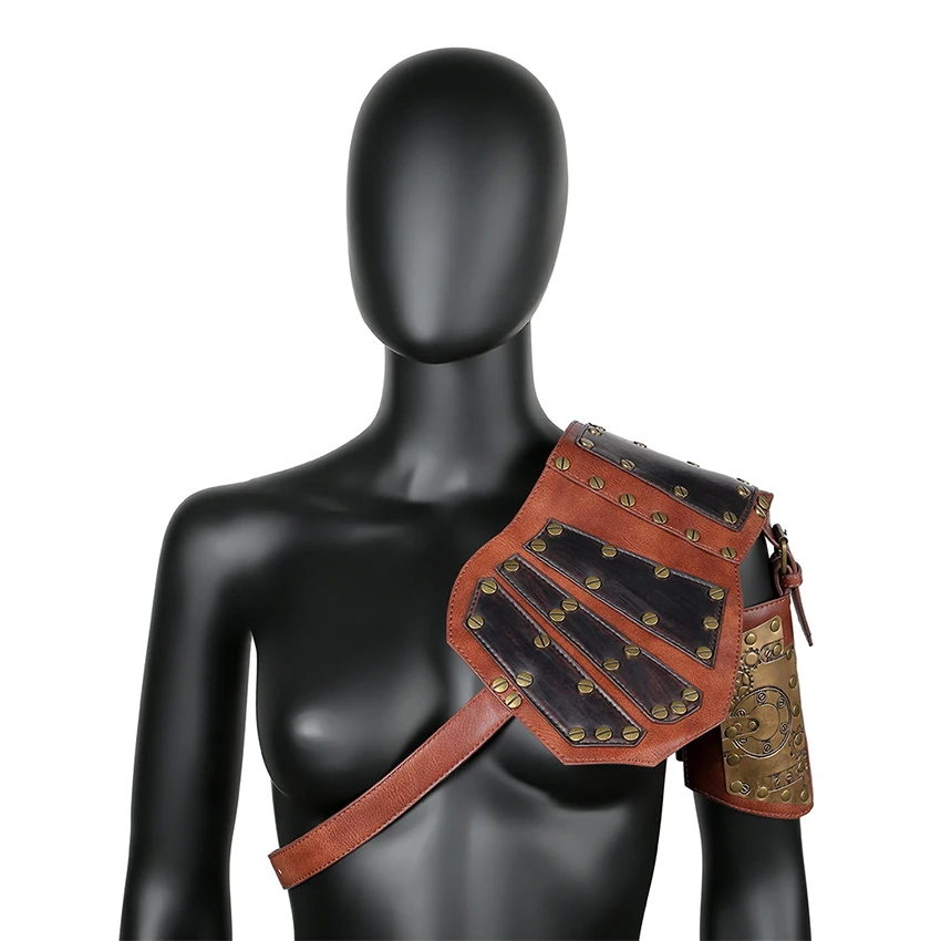 

Viking Knight Warrior Harness Pirate Medieval Steampunk Shoulder Armor Pauldrons Retro Leather Halloween Costumes Accessory Prop