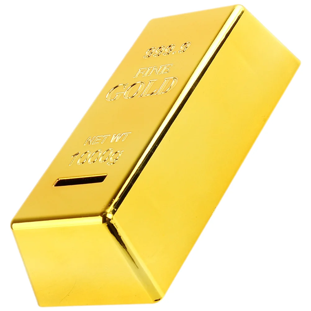 

Gold-brick Piggy Bank Creative Money Saving Pot Plastic Coin Container Simulate Piggy Bank