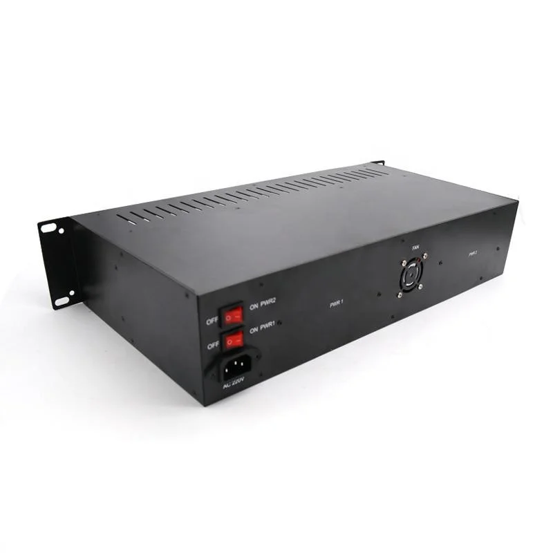 2u Rackmount dual power Chassis 16 Ports Fiber Media Converter Rack