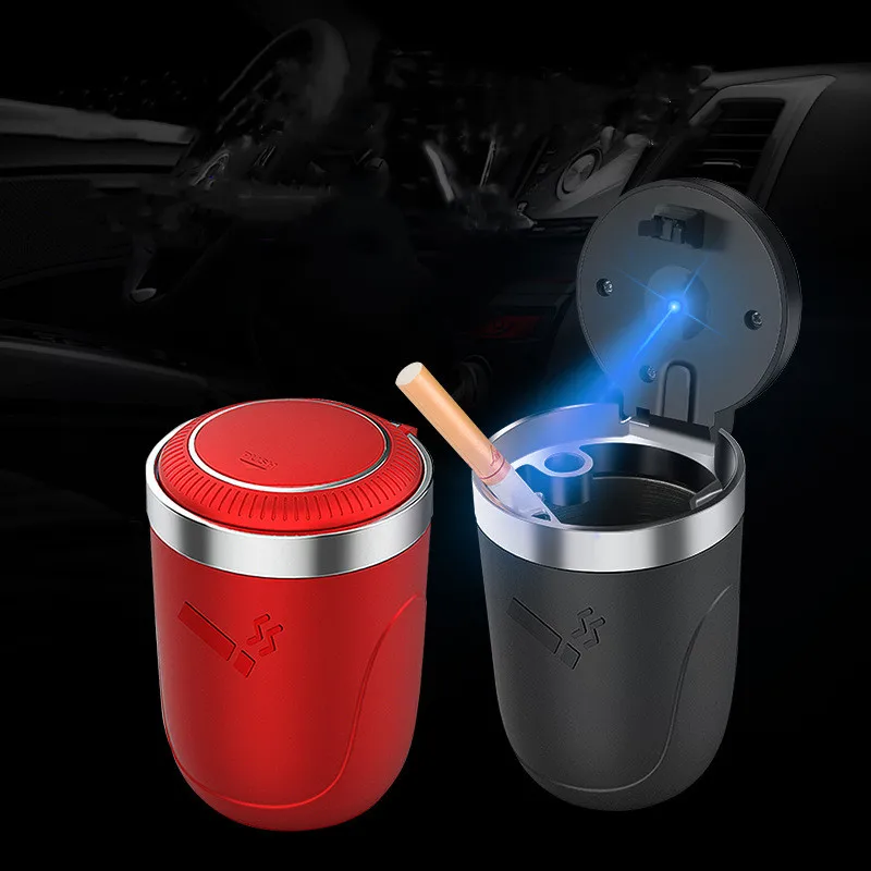 

Car Ashtray with Led Light Auto Ash Holder Cup Cigarette Cigar Ashtray Container Portable Smokeless Car Accessories Interior