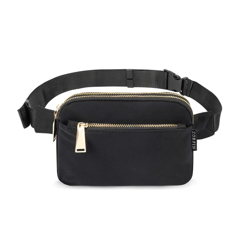 

Fanny Packs for Women Black Crossbody Waist Belt Bag with Multi-Pockets Cute Fashionable Plus Size Hip Bum Bag Concerts Shopping