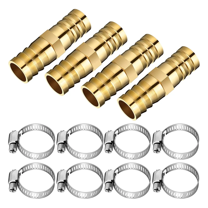 

12 Pieces Hose Repair Connectors With Claps Brass Garden Hose Repair Kit Fitting Water Hose Repair Kit Solid Female Hose