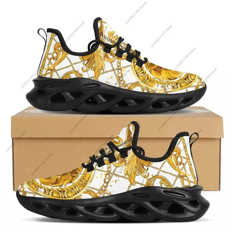 WHEREISART женские кроссовки с золотым цветочным принтом мягкие уличные спортивные