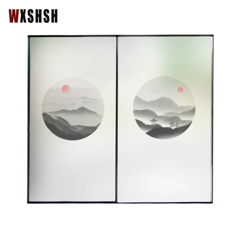 3D витражная наклейка на окно Электростатическая китайская чернильная живопись