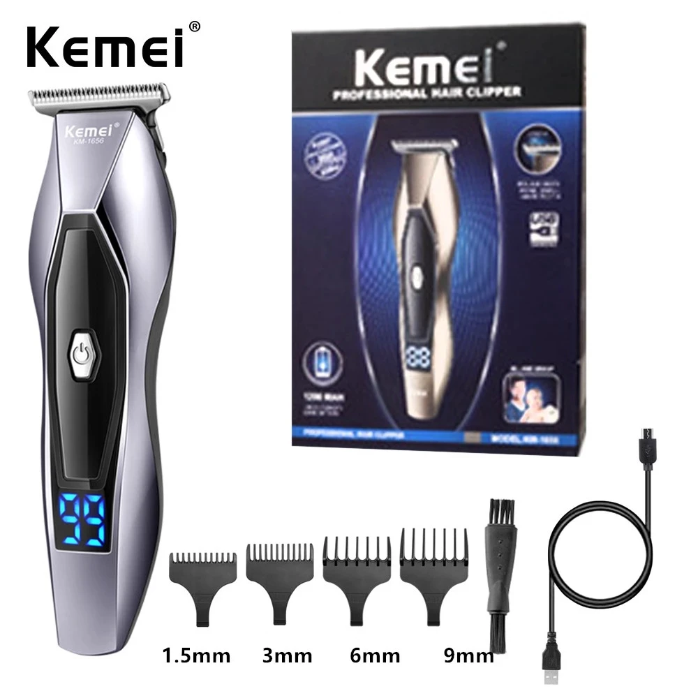 

Kemei LCD Electric Hair Clipper for Men USB Rechargeable Electric Beard Trimmer Barber Hair Cutting Machine 2-speed adjustment
