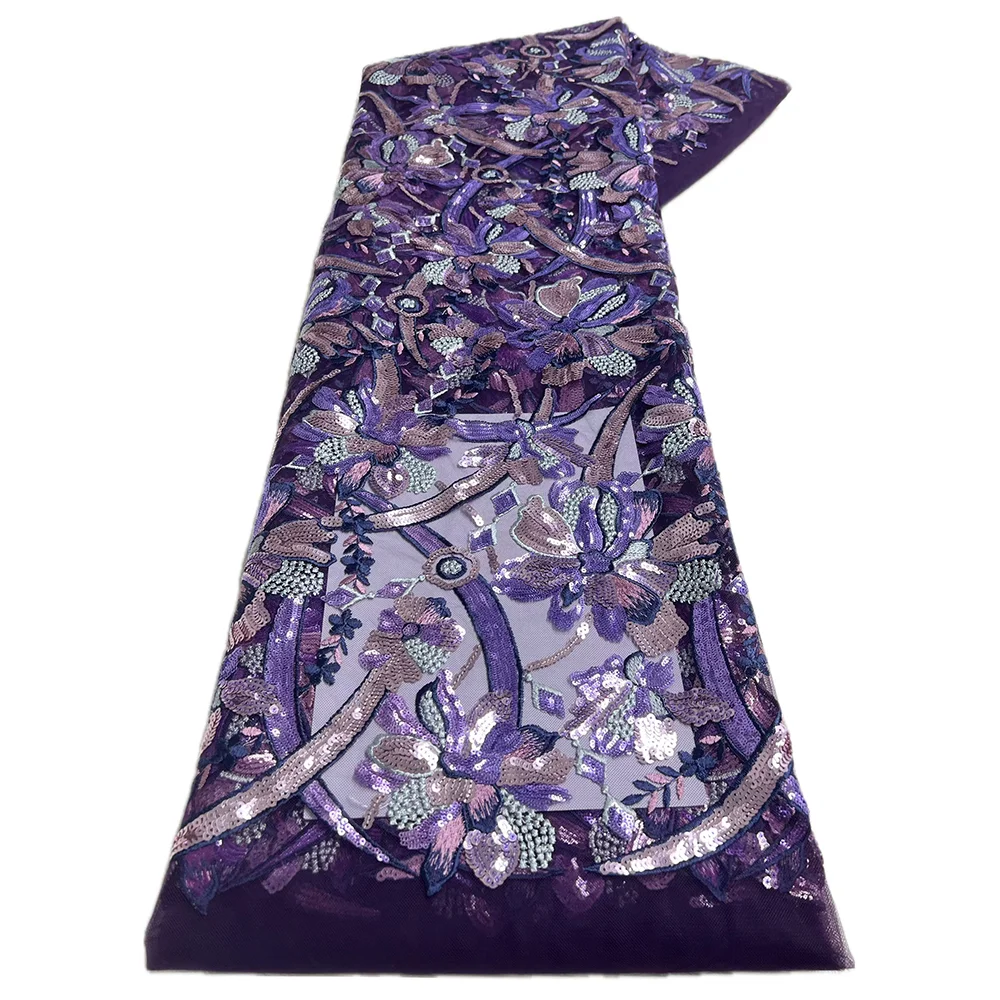 Африканская сетка французская кружевная ткань с блестками вышитая нигерийская