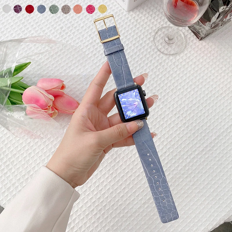

Ремешок кожаный для часов Apple Watch 38/40/42/44 мм, роскошный браслет для Iwatch 6/Se/5/4/3/2/1/7/41 мм/45 мм