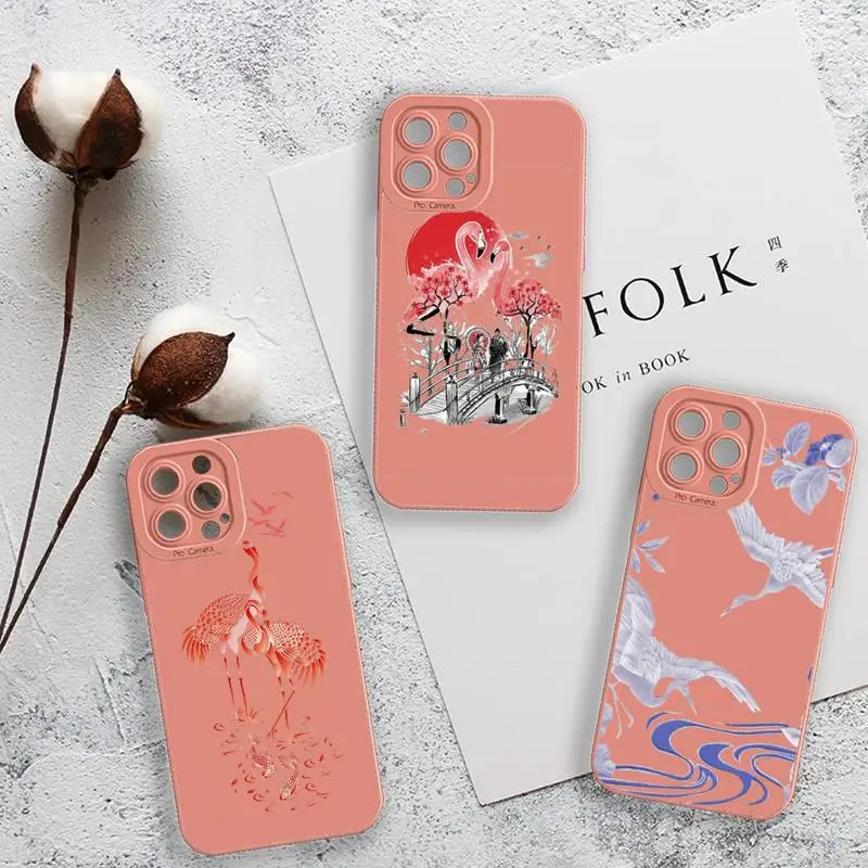 

Illustration big goose koi Phone Case For iPhone 13 12 11 Pro MAX Mini X XS XR 7 8 Plus Camera Lens Liquid Silicone