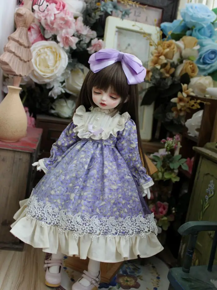 

1/6 1/4 1/3 BJD платье + заколки для волос кукла ретро платье Милая фиолетовая для 1/3 1/4 1/6 BJD SD DD 1/6 Blyth аксессуары для кукол