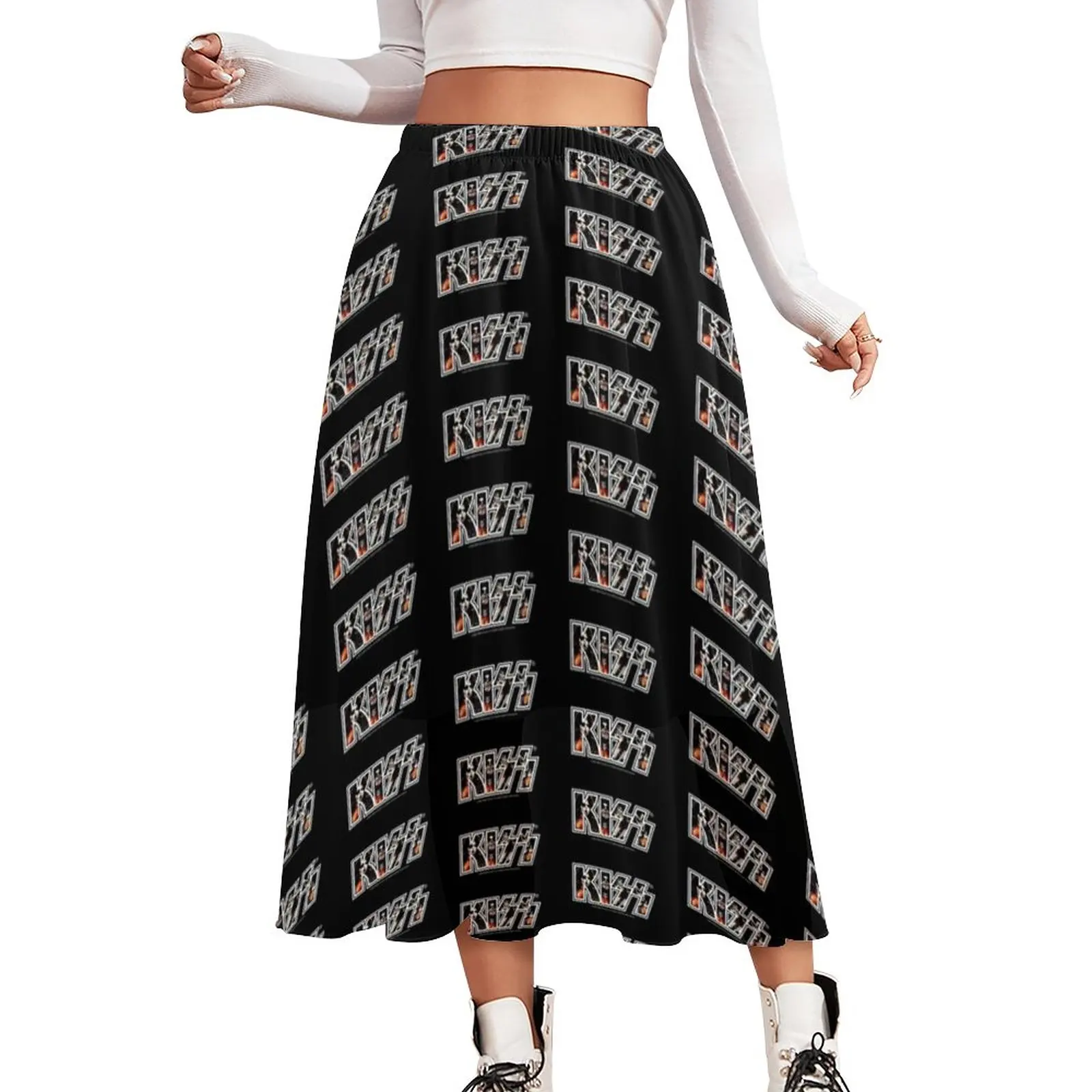 

Kiss Band Photo Skirt Kiss Fan Art Trendy Long Skirts Graphic Casual Skirt Summer High Waist Aesthetic Clothing Big Size 3XL 4XL
