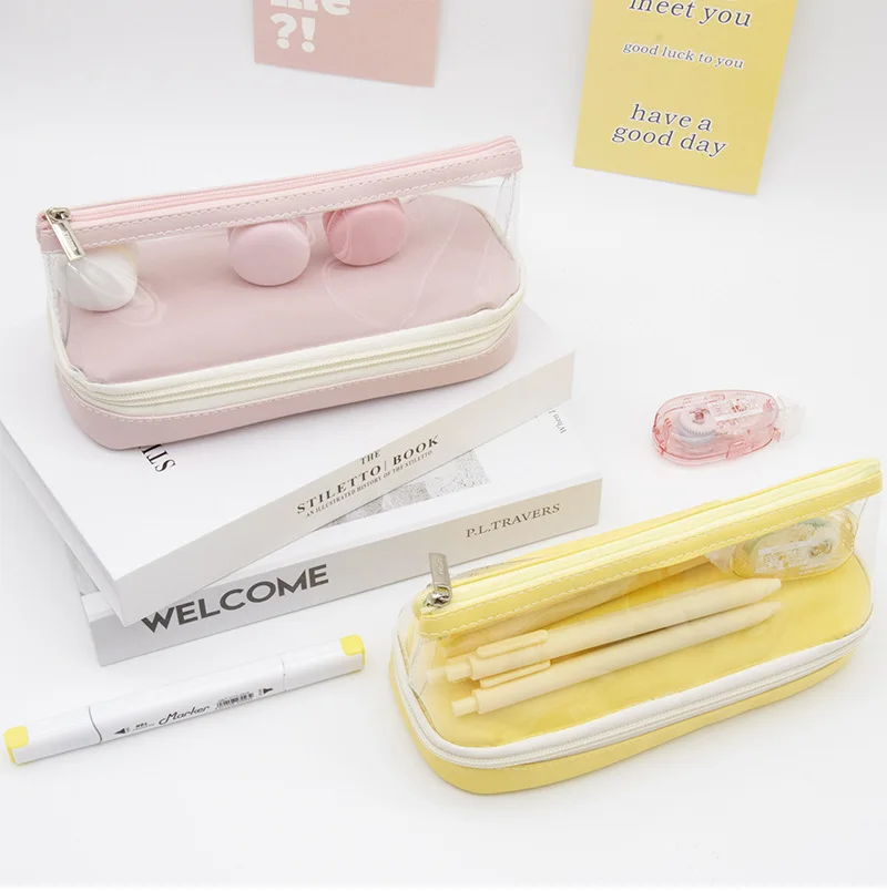 

Милые дни нежный цвет мелодии прозрачные Близнецы молния карандаш мешок 20*9 см креативные школьные офисные канцелярские принадлежности Бес...