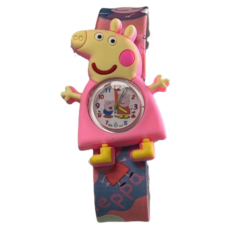 

Cartoon Peppa Pig Children's Anime Personality Silicone Toy Pointer Watch Girl Kindergarten Pupils Pat Watch Birthday Small Gift