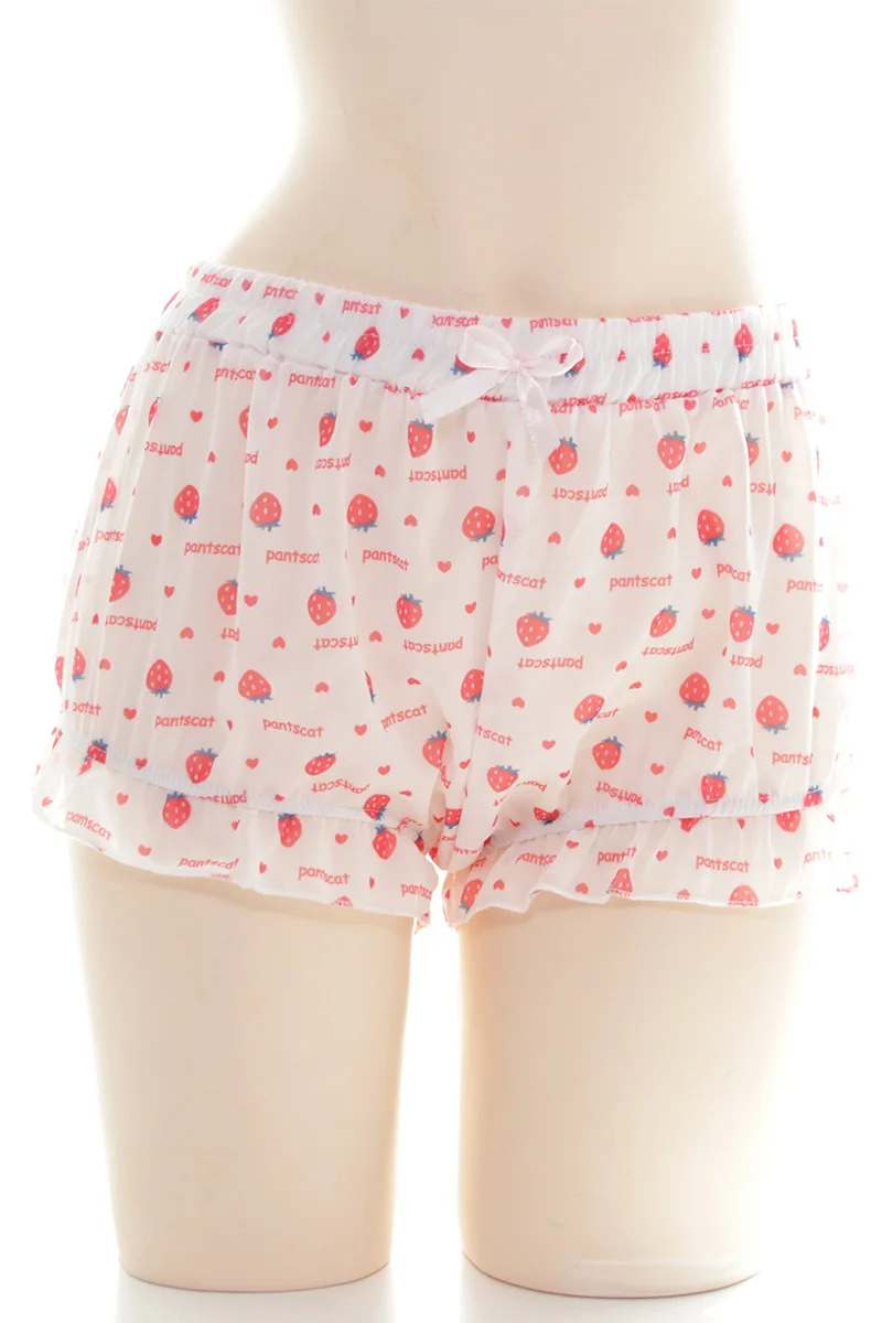 Chiffon Strawberry Printed Leggings Girl Bloomers Japanese Bottoming Pumpkin Pants Shorts