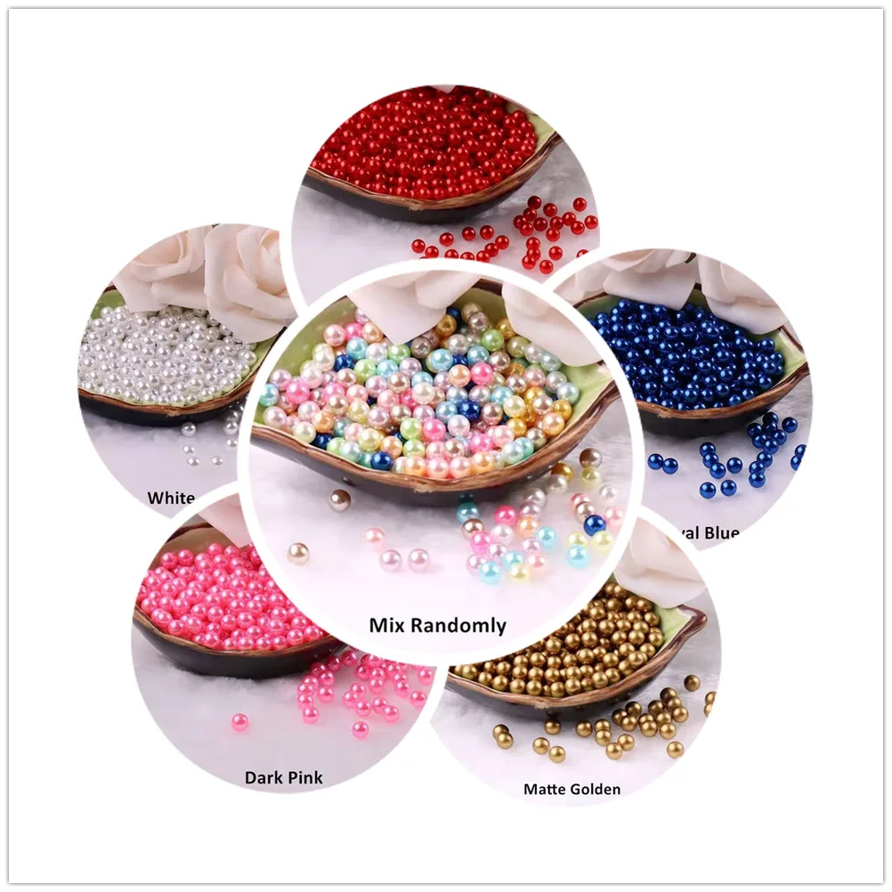

1.5mm-12mm 20 Color No Holes Pearl DIY Plastic Imitation Pearl Bead for Clothing Nail Art Craft Art Decorations