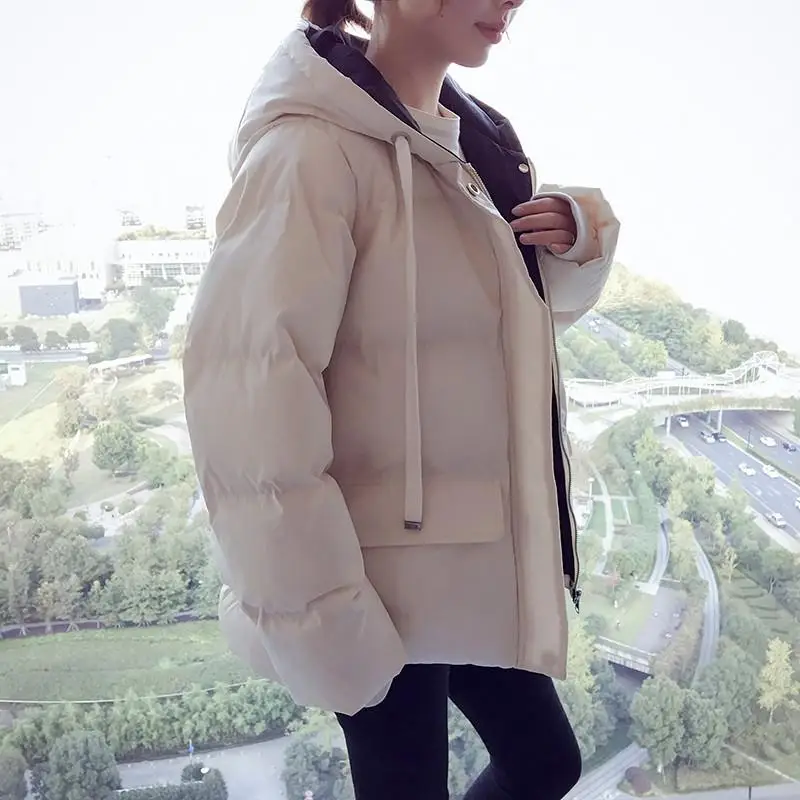Women Winter Clothes Coat Bubble Short Puffer Jacket Streetwear 2023 New Loose Thickened Hooded Cotton Coats Parkas Down Jackets
