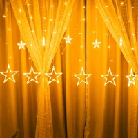 big star curtain garland on the window string lights fairy lights wedding new year christmas decorations for home bedroom window