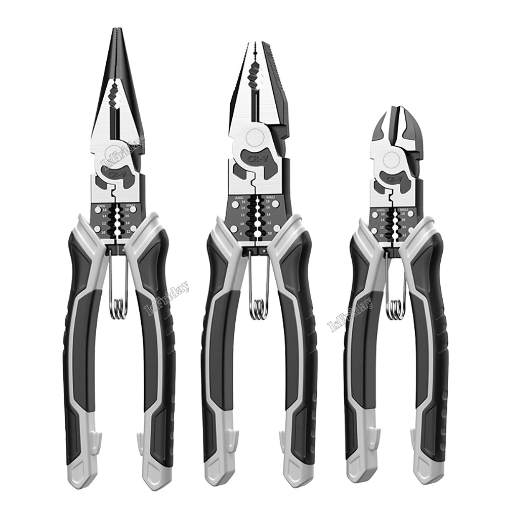 

Pliers Crimping Tool Wire Cutters Multifunctional Stripper for Cutting Peeler Kit Electrician Professional Needle Nose Nippers