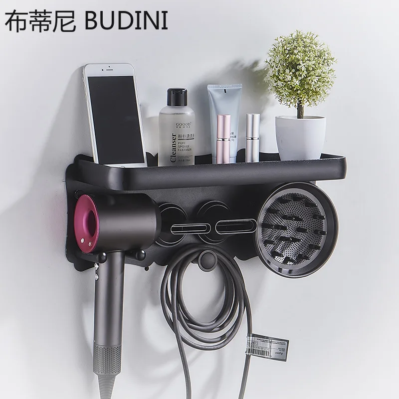 Hairdryer Holder Wall Mounted Storage Rack Bathroom Shelf For Dyson Supersonic Hair Dryer Punch-Free Rack