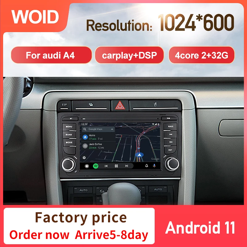 

8Core 4G 64G 2 Din Android 11 Carplay Car Multimedia Auto Radio Video For Audi A4 B7 B6 S4 RS4 2002-2007 GPS Navigation BT Wifi