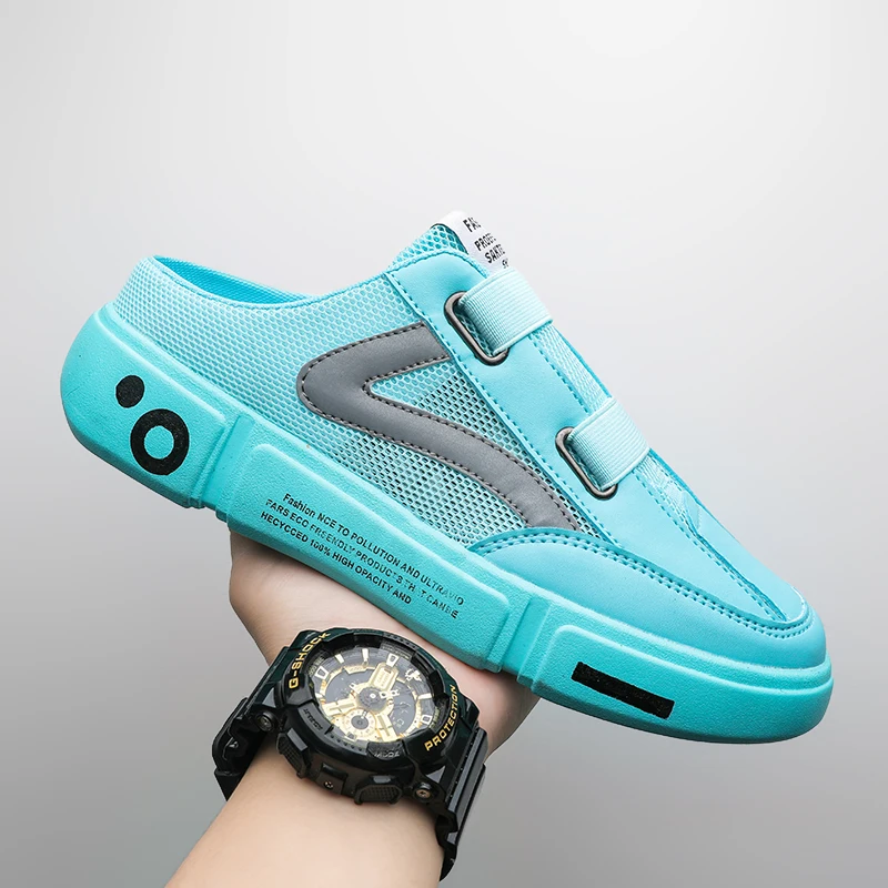 Summer Men's Youth Trend Slipper Mesh Half Shoes Men's Slippers Men's Casual Shoes Fashionable Light Comfortable And Breathable