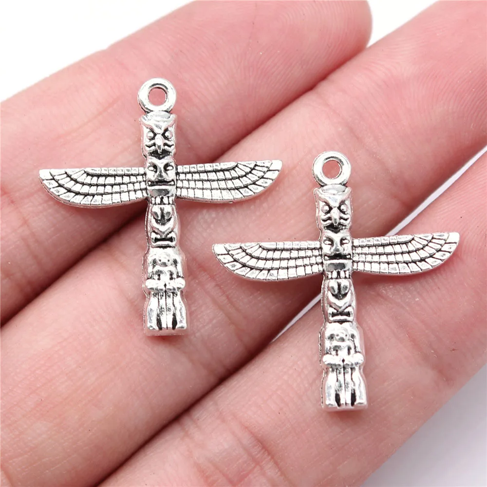 

10Pcs 27x25mm Antique Silver Color Mayan Totem Stone Column Charms Pendant Charms Fit Jewelry Making DIY Jewelry Accessories