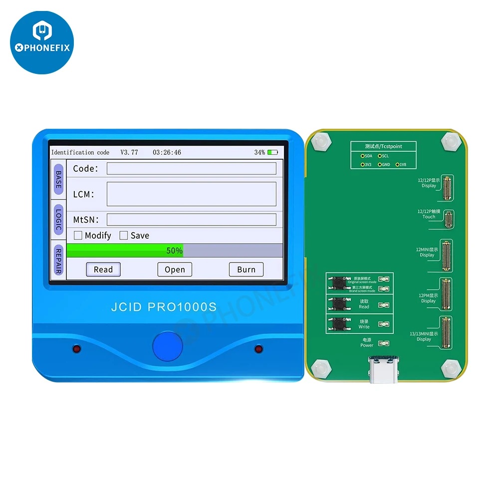 

Модуль чтения и записи данных с ЖК-экраном JC pro1000S для iPhone 12 12pro 12promax 13 13mini, оригинальный цветной ремонт