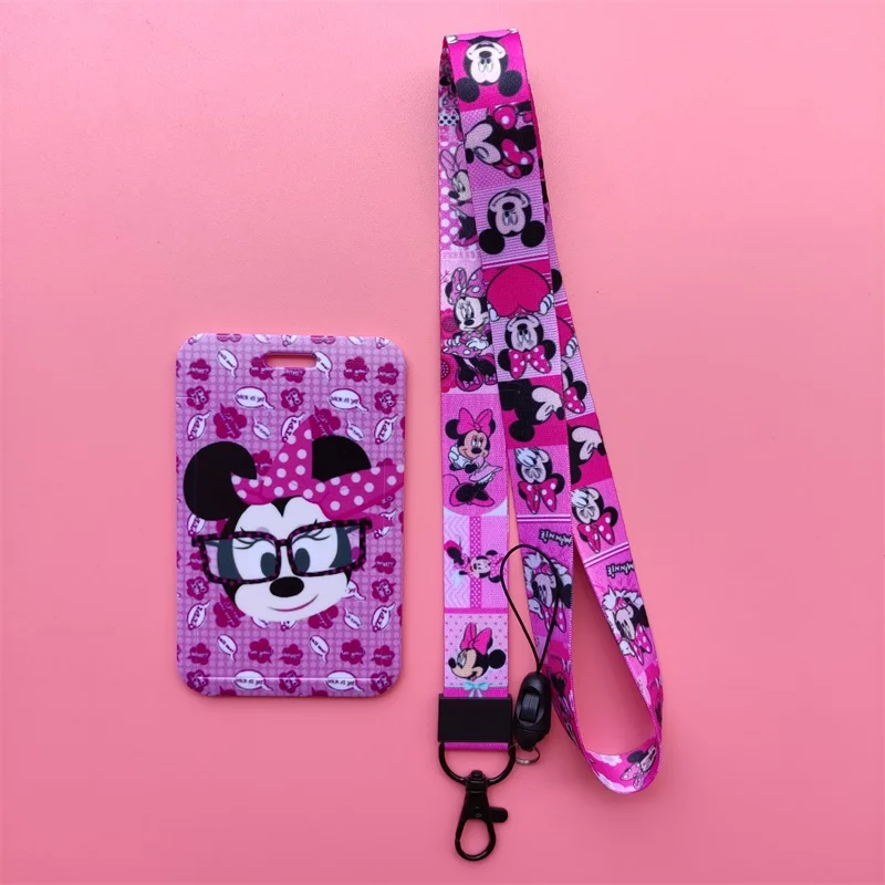 

Disney Mickey Minnie Ladies Nurse ABS Anime ID Card Holder Cool Badge Sliding Work Name Tag Bus Lanyard Cards Holders