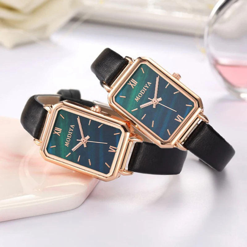 

Green Dial Women Watches Fashion Square Ladies Quartz Watch Simple Rose Gold Luxury Women Watch montre femme Hot reloj mujer