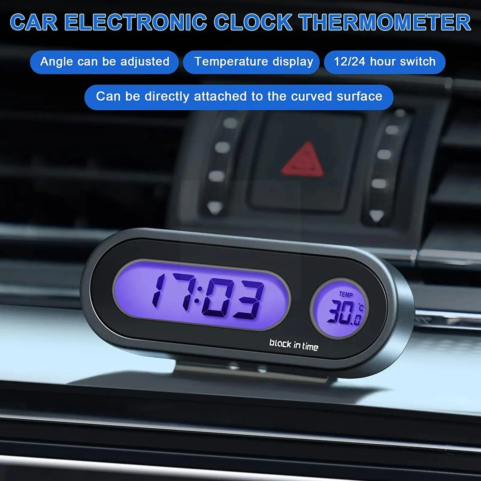 

2 In 1 Auto Clocks Car Clock Digital Thermometer Time Display Backlight Digital Accessories LCD Watch Luminous Car Accessories