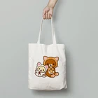 Сумка для покупок Rilakkuma, дизайнерские холщовые сумочки для ручного магазина, многоразовый тоут для женщин