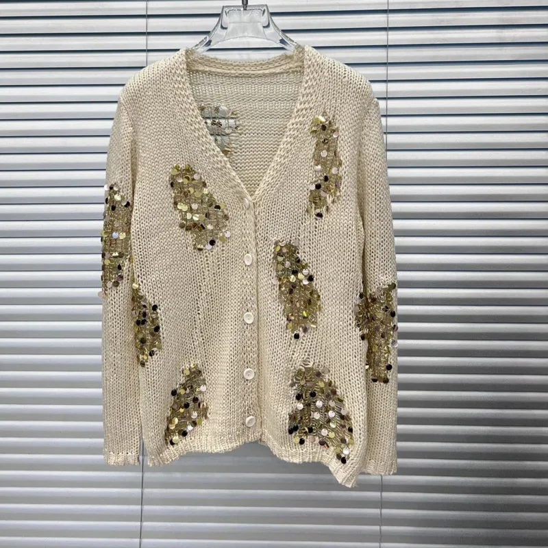 [ZOCI] Легкий роскошный шикарный однобортный вязаный кардиган ранней осени с