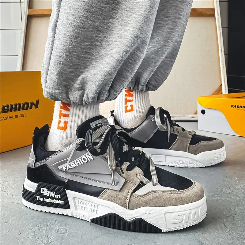 

2023 High Quality Shoes for Male Lace Up Men's Vulcanize Shoes Outdoor Man Sneakers Mixed Colors Platform PU Men's Casual Shoes