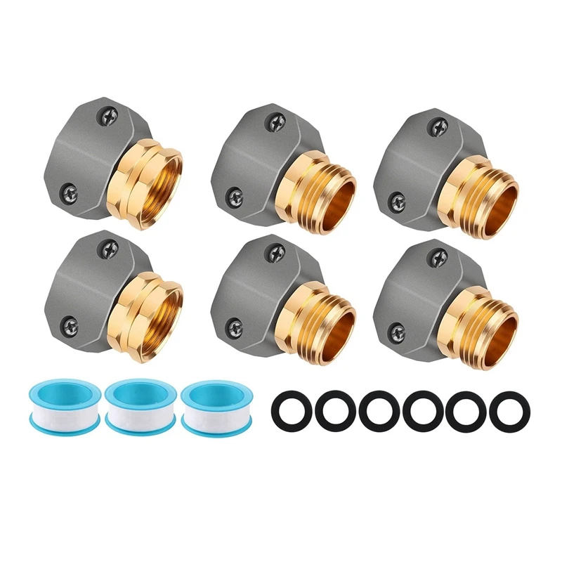 

Набор для ремонта садового шланга, Цинковый и алюминиевый штекер и гнездо шланга, подходит для садовых шлангов 3/4 и 5/8 дюйма