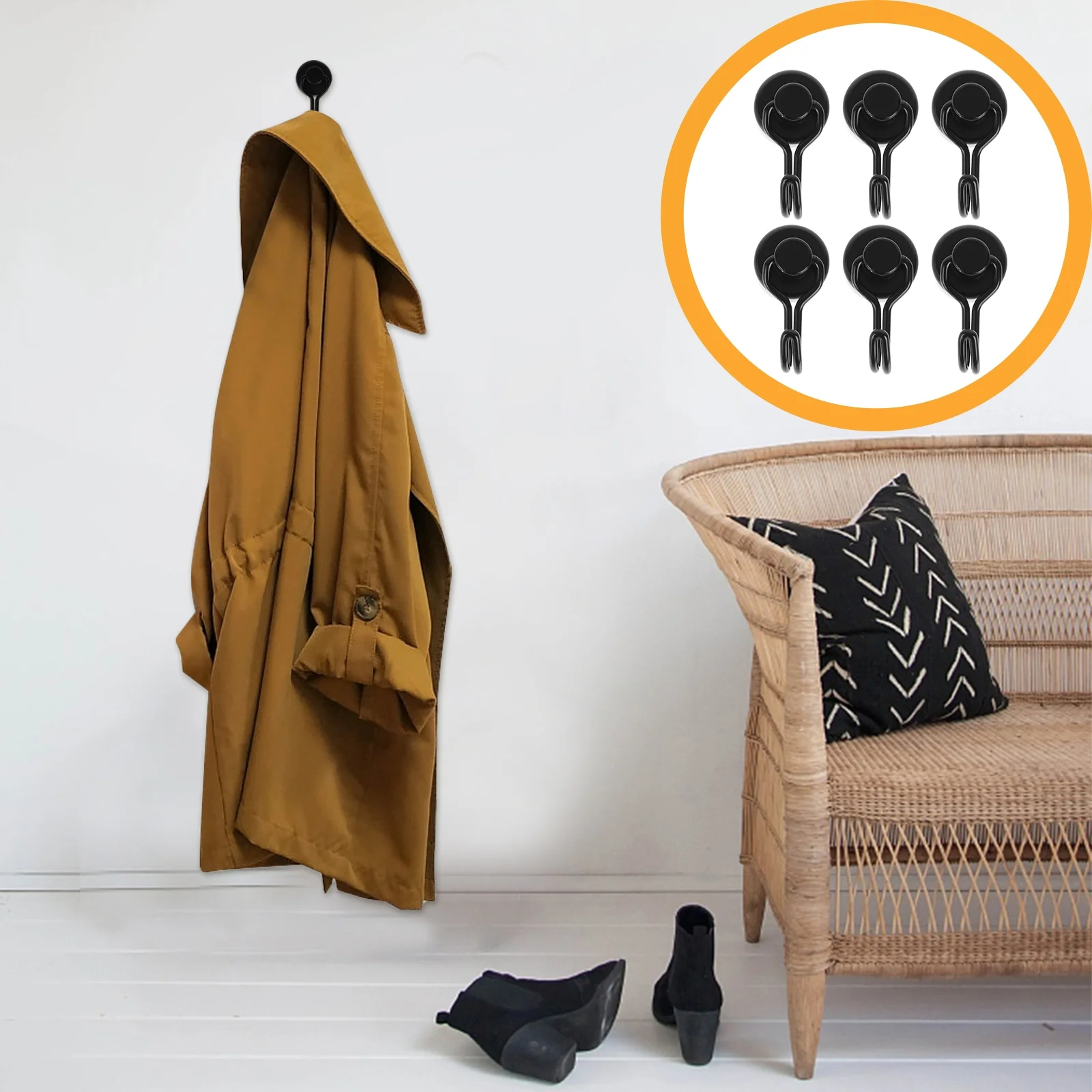 

6pcs Durable Economical Practical Fine Magnetic Hooks Hanging Hooks for Shop Home Wall