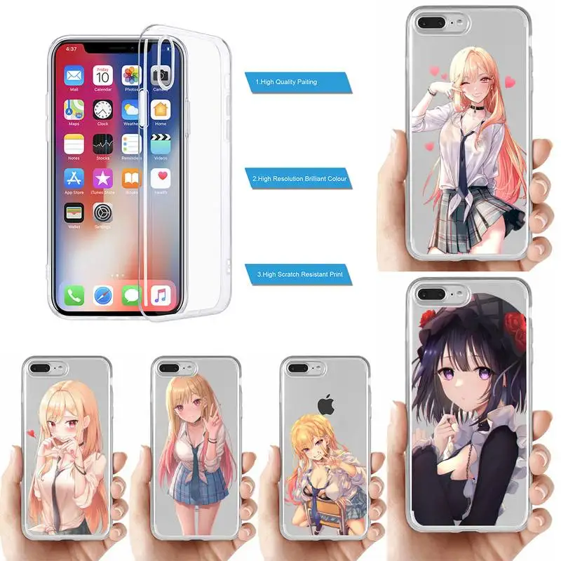 

Anime My Dress Up Darling Kitagawa Marin Phone Case for iPhone 11 12 13 mini pro XS MAX 8 7 6 6S Plus X 5S SE 2020 XR clear case