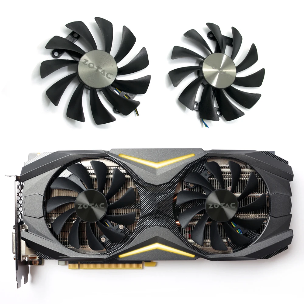 

Охлаждающий вентилятор для видеокарт ZOTAC GeForce GTX 1070 1080 GTX1070 GTX1080 AMP Edition, 95 мм
