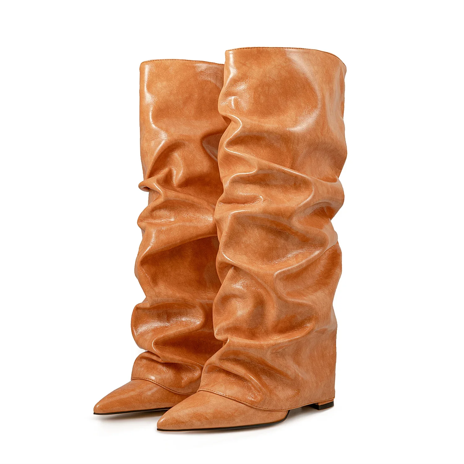 Женские Плиссированные сапоги до колена в европейском и американском стиле