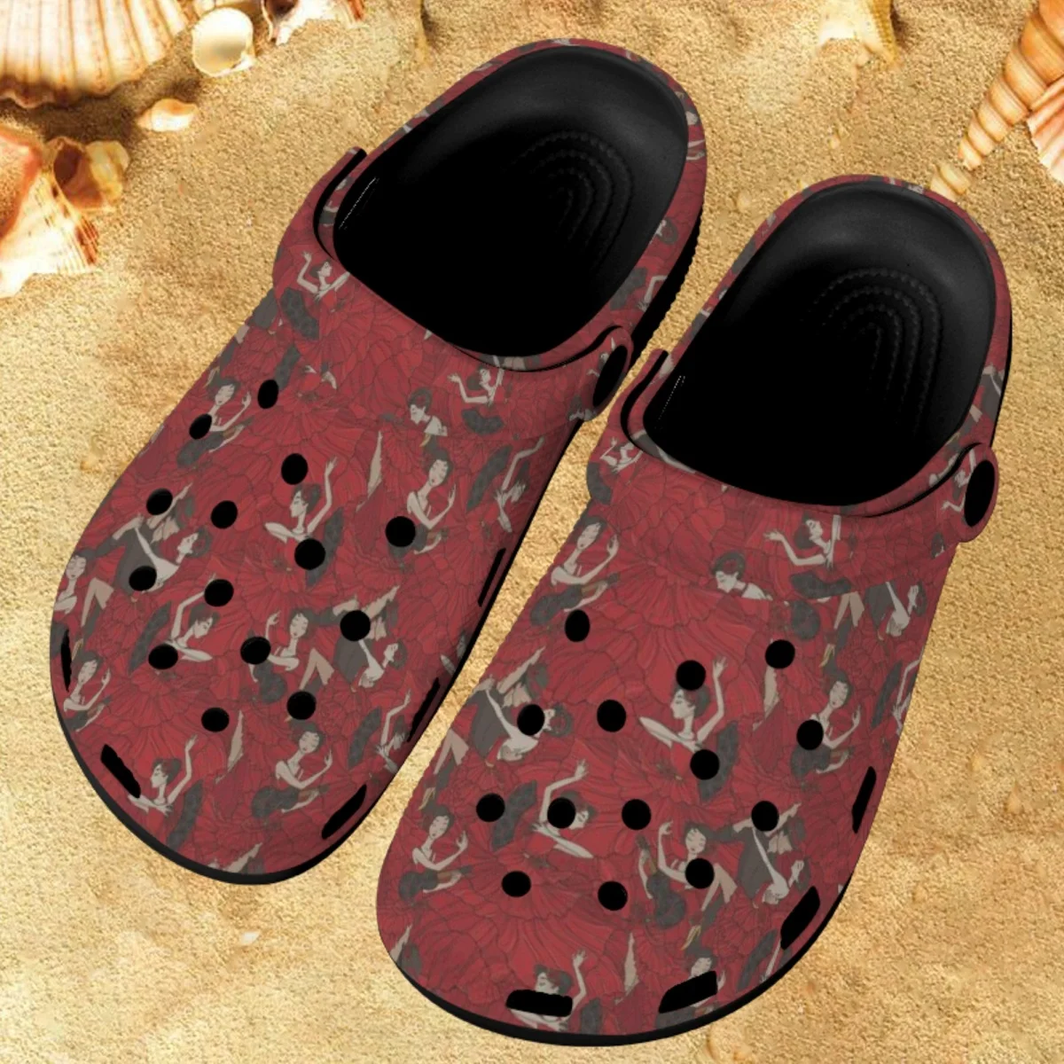

Красные летние женские нескользящие тапочки для фламенко, модная супер яркая обувь для сада, удобные сабо для дам, дышащие плоские