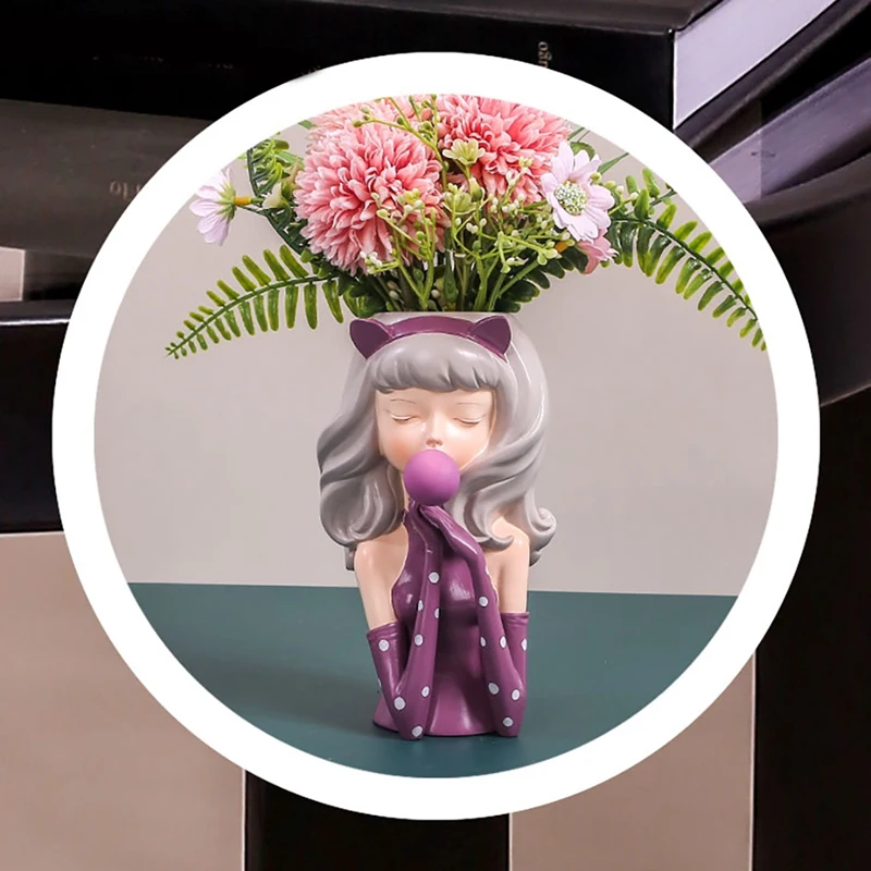 1 шт. ваза для девочек с рисунком из жвачки-пузыря абстрактный цветочный горшок