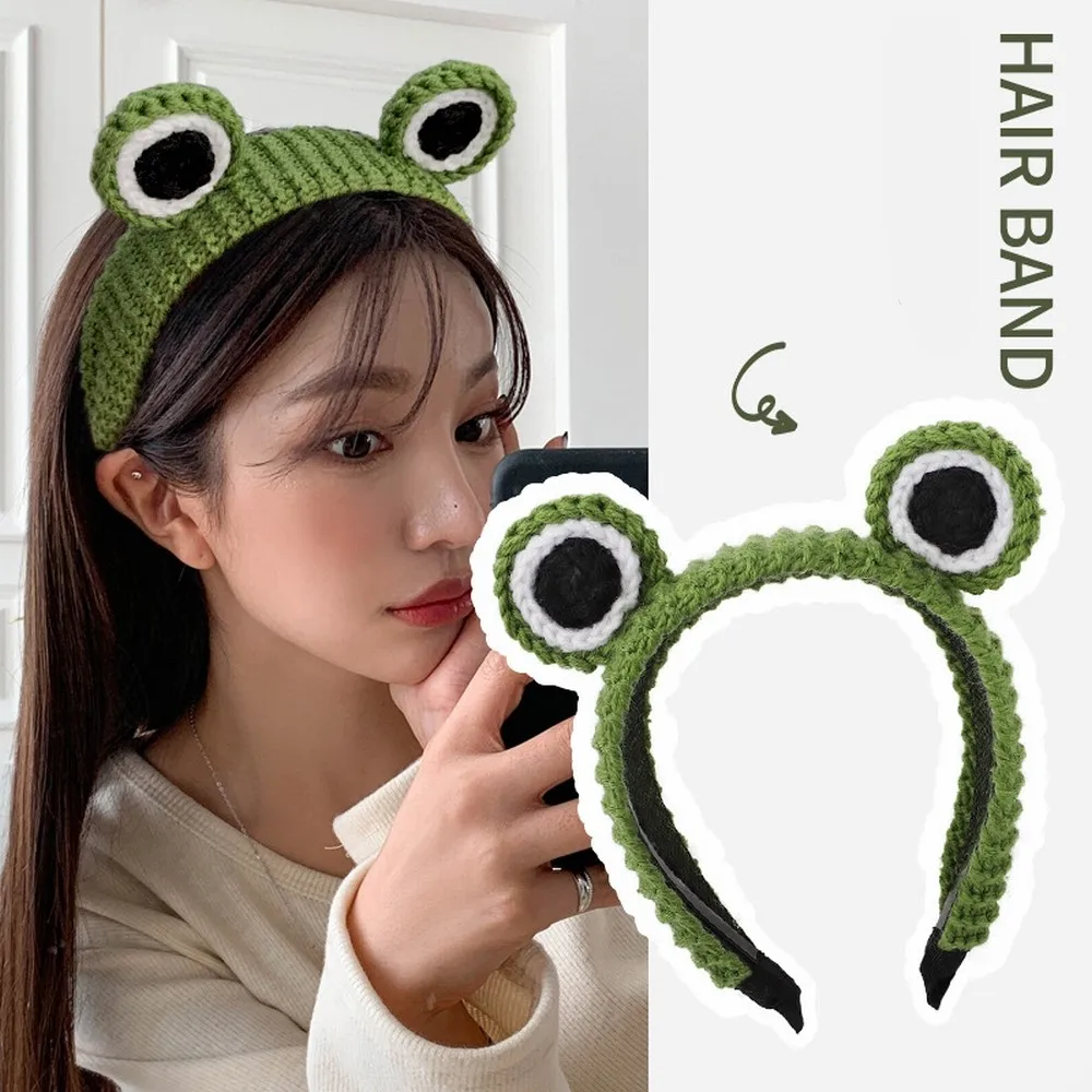 

Fashion Cute Frog Headband Women Solid Color Knotted Hairband knitting Hair Hoop Girls Retro makeup Hair Accessories
