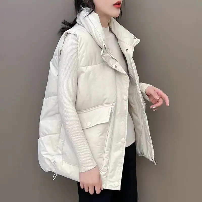 2022 Winter New Down Cotton Vest Women's Short Waistcoat Bread Coat Cotton Horse Korean Casual Vest For Women