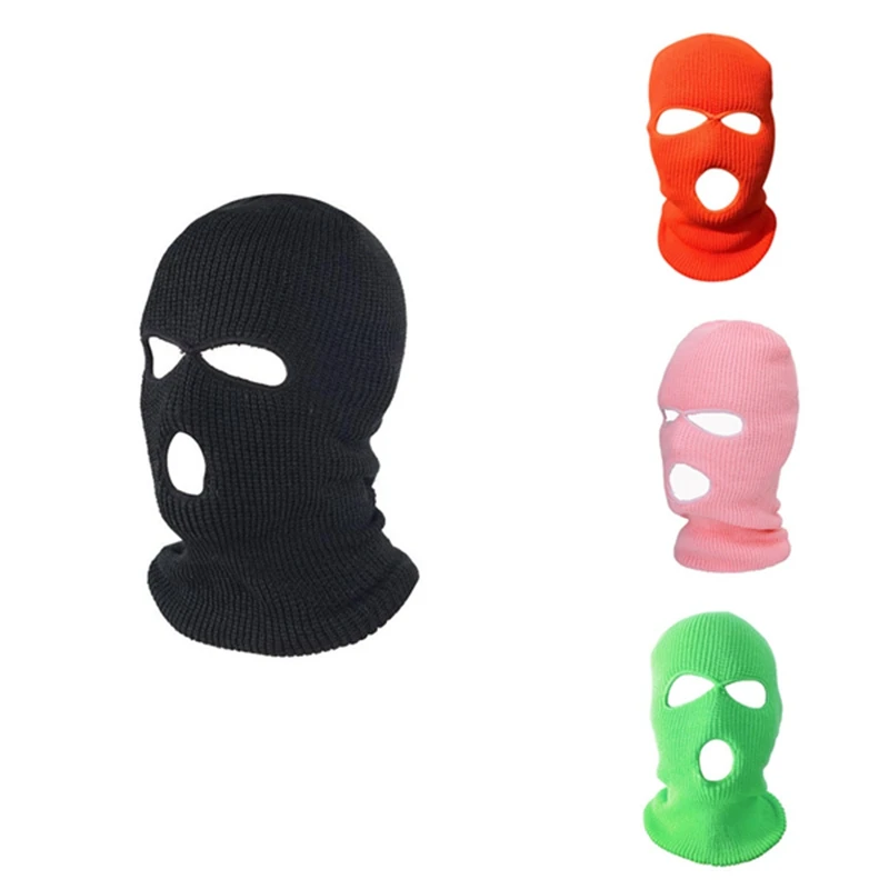 

Full Face Cover Ski Mask Hat 3 Holes Balaclava Windproof Knit Beanies Bonnet Winter Warm Unisex Caps