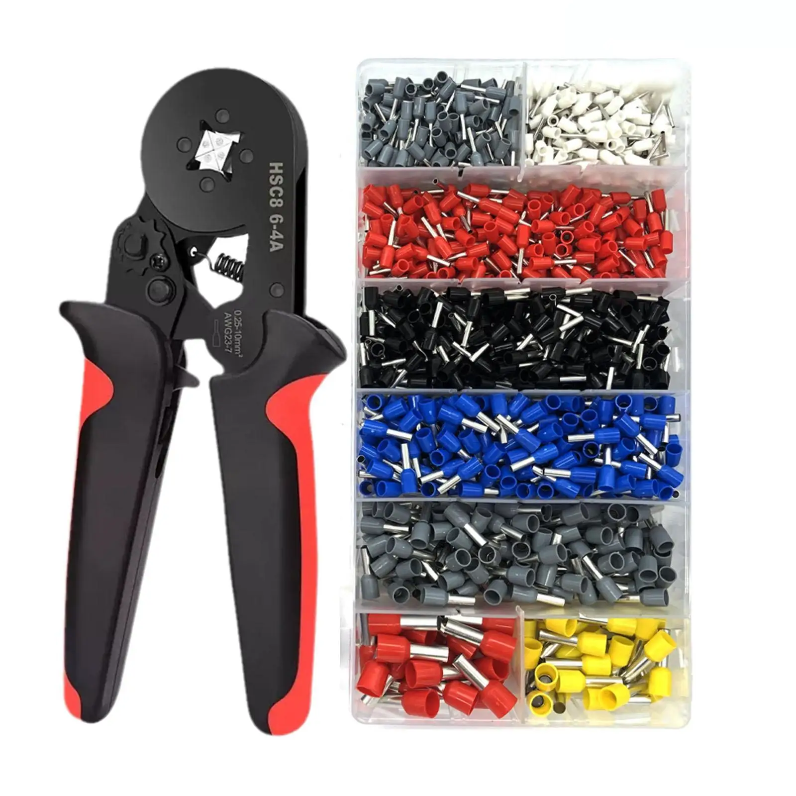 

Клещи для обжима клемм HSC8 6-4A, трубчатые инструменты, саморегулирующиеся плоскогубцы с храповым механизмом для клемм проводов, высокоточный...