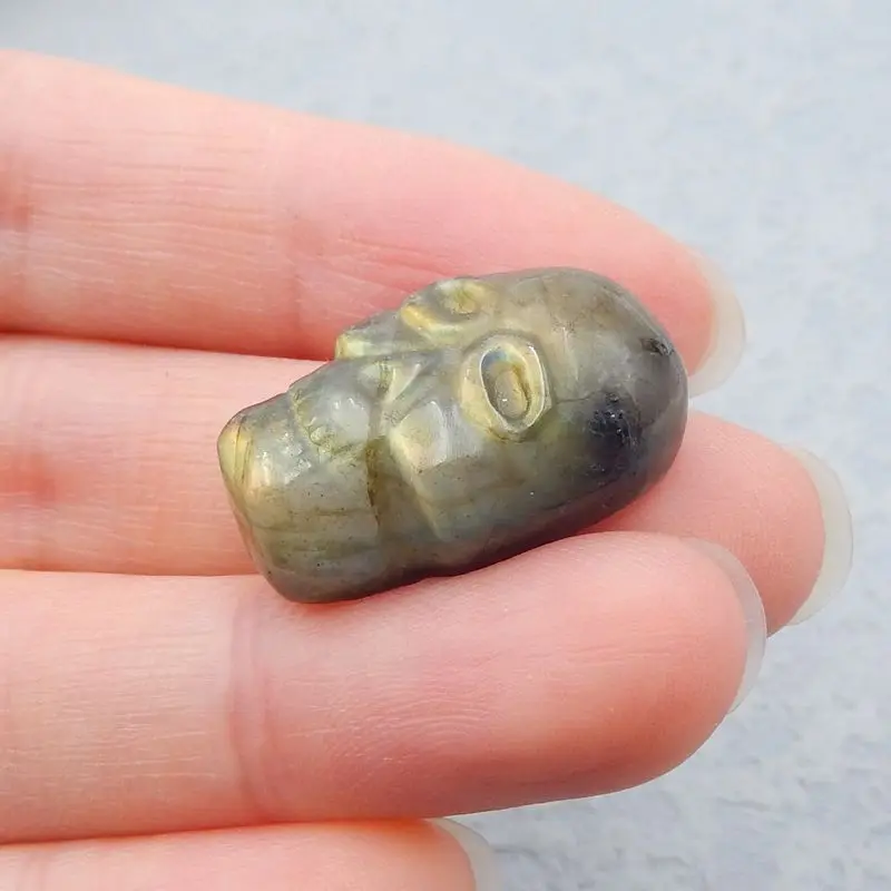 Резной череп яркий натуральный лабрадорит модные ювелирные изделия ручной