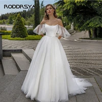 off the shoulder boho wedding party gown for women 2022 tulle beach bride dress vestido de novia custom made sweetheart