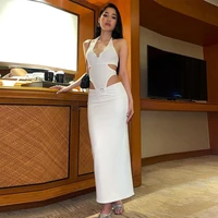 summer white sexy two piece long skirt sets womens bodysuit suit evening hollow out party club outfits for women 2022 nightclub